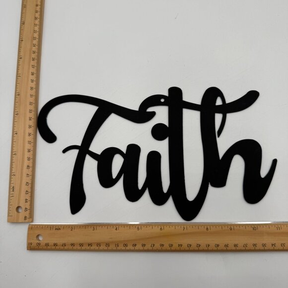 Faith Hope Love 3 Piece Metal Wall Hanging Decor Inspirational Black Letter Sign - Picture 5 of 7